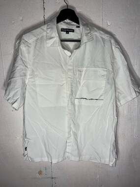 Paper Planes White Short Sleeve Tencel Cotton Button Down Shirt